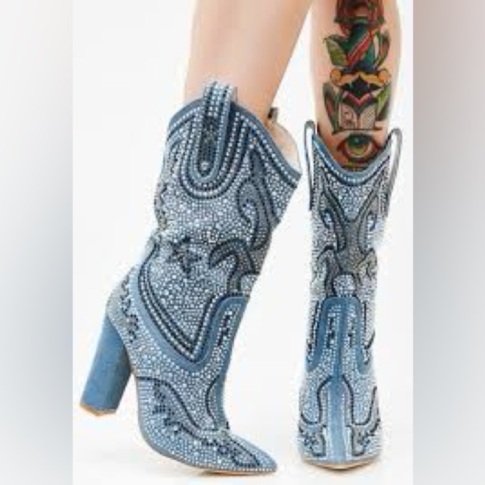 Cape Robbin Blue Embellished Western Boots